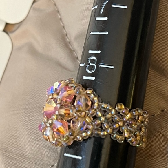 Pink and gold Bead Ring size 9 - Picture 3 of 5